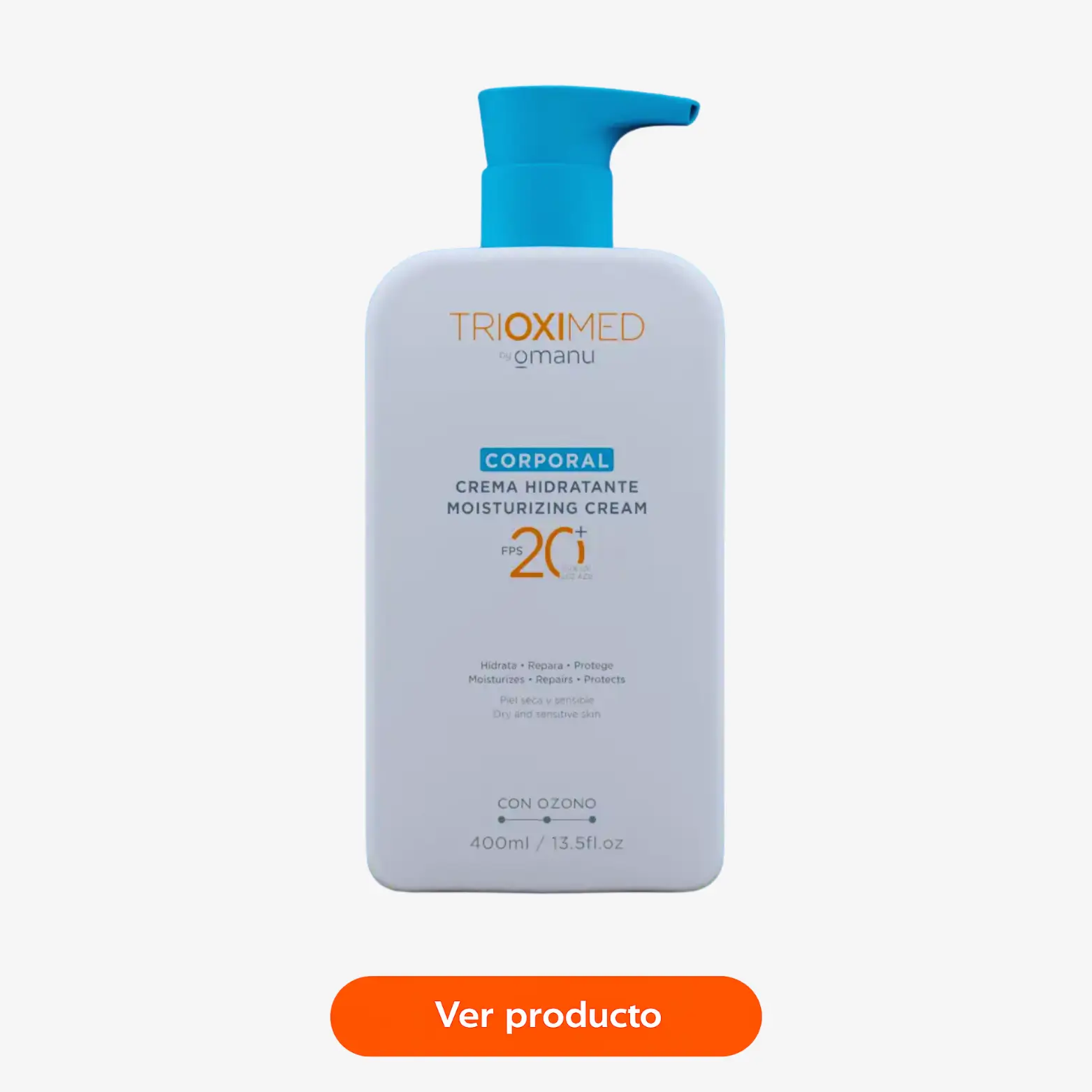 Crema corporal hidratante Trioximed con ozono y FPS 20+.